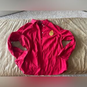 Lauren Ralph Lauren red button up with embroidered logo 2X 3/$15!!